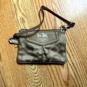 Tan coach wristlet